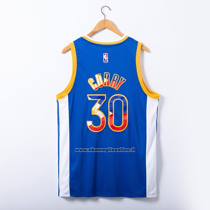 Maglia Golden State Warriors Stephen Curry #30 Filippino Blu